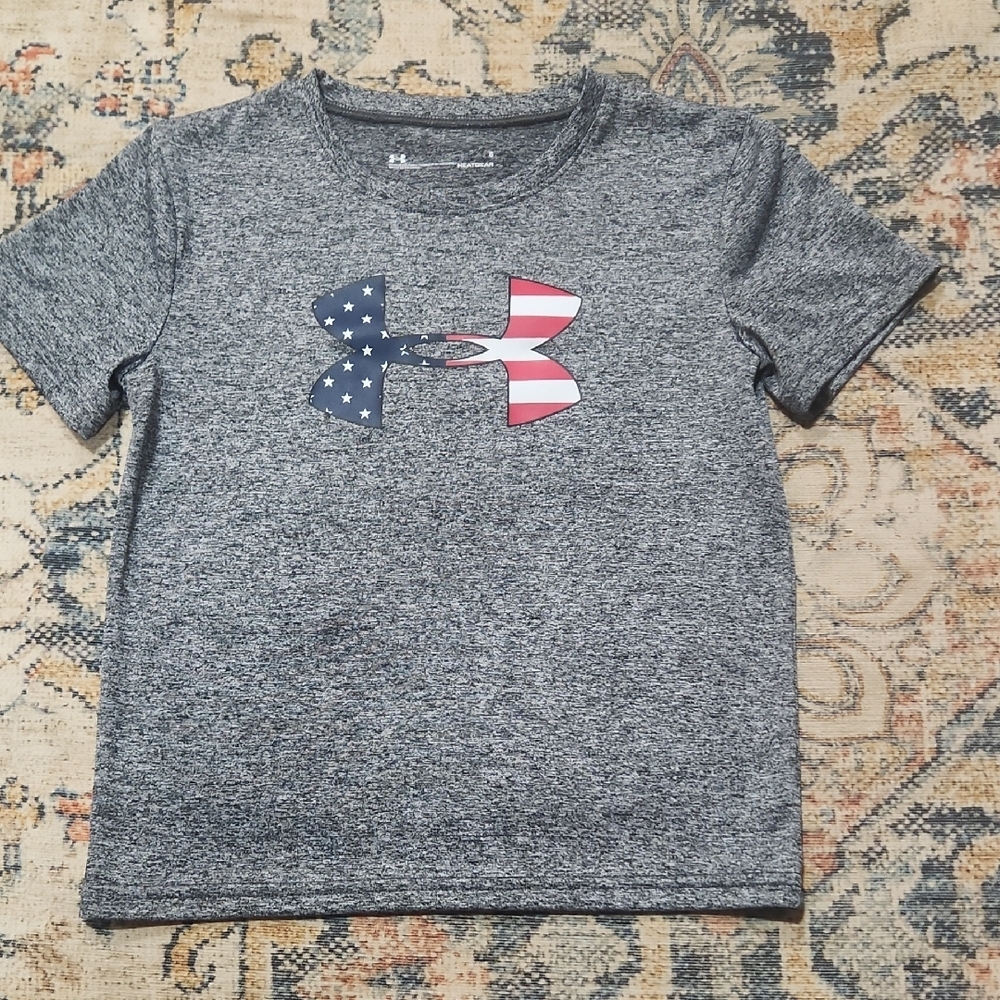 Under Armour Gray Short Sleeve Tee with Patriotic Logo